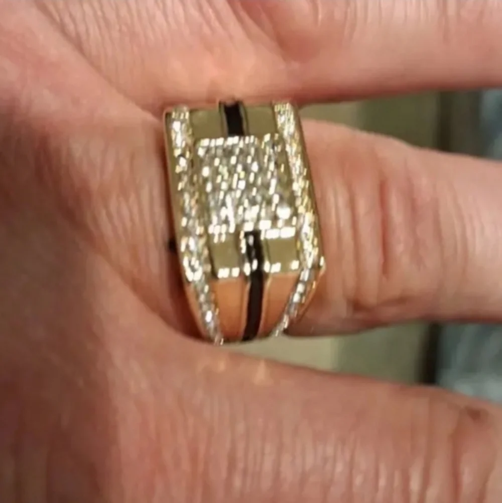 Gold and Black Men's Ring Sz 7